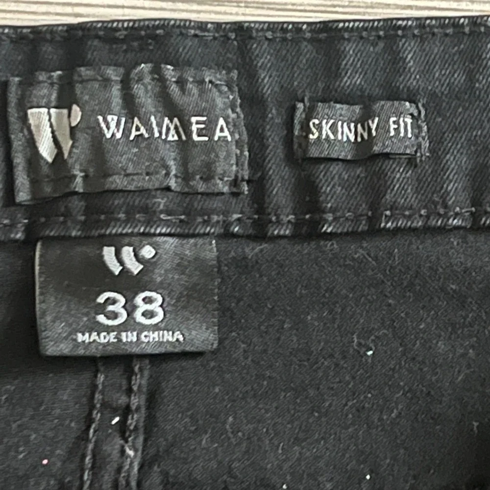 Waimea Skinny Fit Jeans Men 38 Black Distressed Ripped Patchwork‎ Grunge Rocker